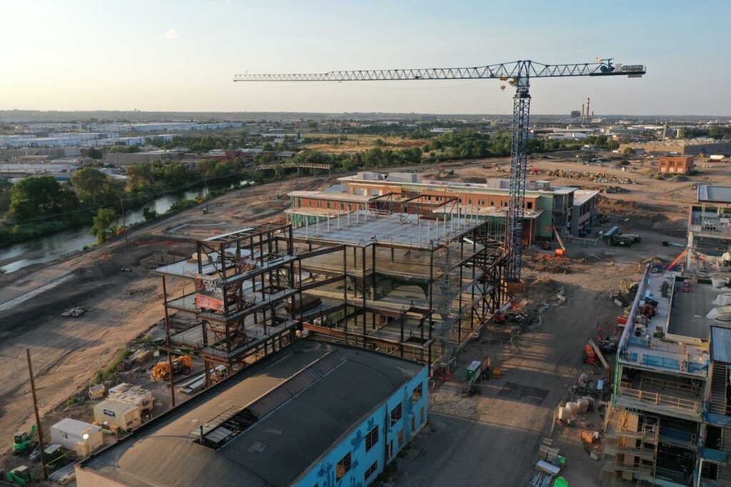 Aerial view of Spur construction site