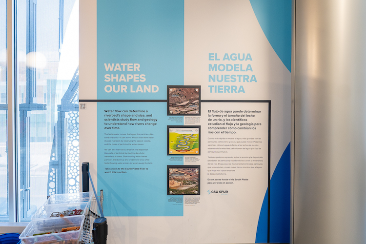 Wall-mounted panels showing information on how water shapes the landscape.